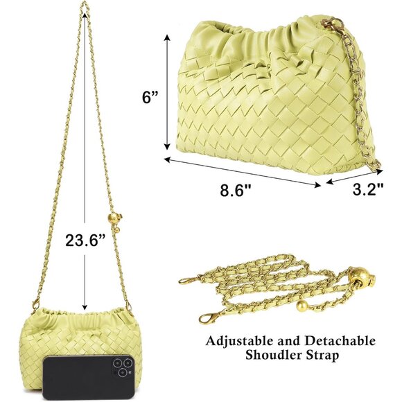 Woven Women's Crossbody Bag Evening Purse Clutch Hobo Shoulder Bag Compact - Picture 5 of 7